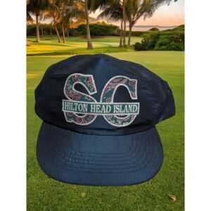 Vtg Hilton Head South Carolina Irredescent Nylon Polyester‎ Snapback Hat Cap